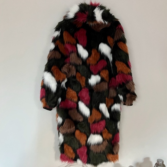 GORGEOUS Anna Sui Multicolor Cool AF Faux Fur Coat L XL - Picture 3 of 7